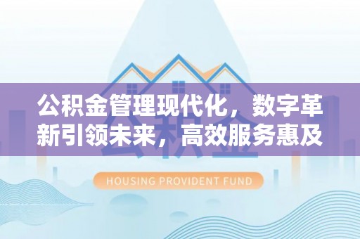 秦淮公积金管理现代化，数字革新引领未来，高效服务惠及民生