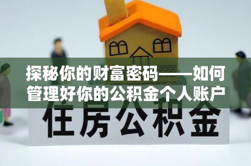 陆丰探秘你的财富密码——如何管理好你的公积金个人账户信息
