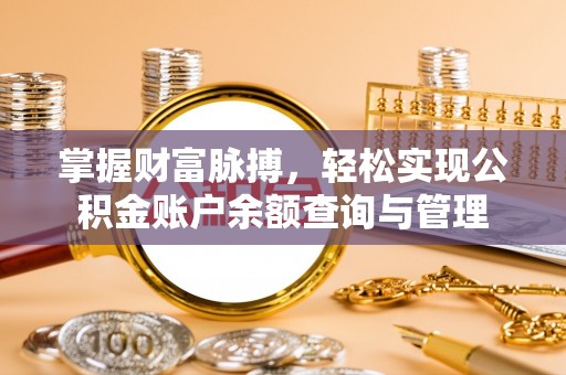 资源掌握财富脉搏，轻松实现公积金账户余额查询与管理