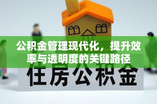 小金公积金管理现代化，提升效率与透明度的关键路径