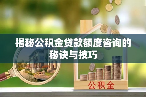 樊城揭秘公积金贷款额度咨询的秘诀与技巧